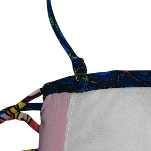 Nanette Lepore Strapless Bikini Boho Multicolor Paisley Print Halter Swimsuit - Picture 8 of 11